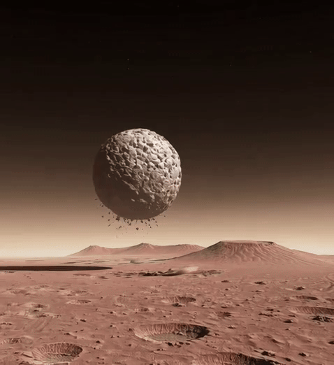 Phobos slamming into Mars